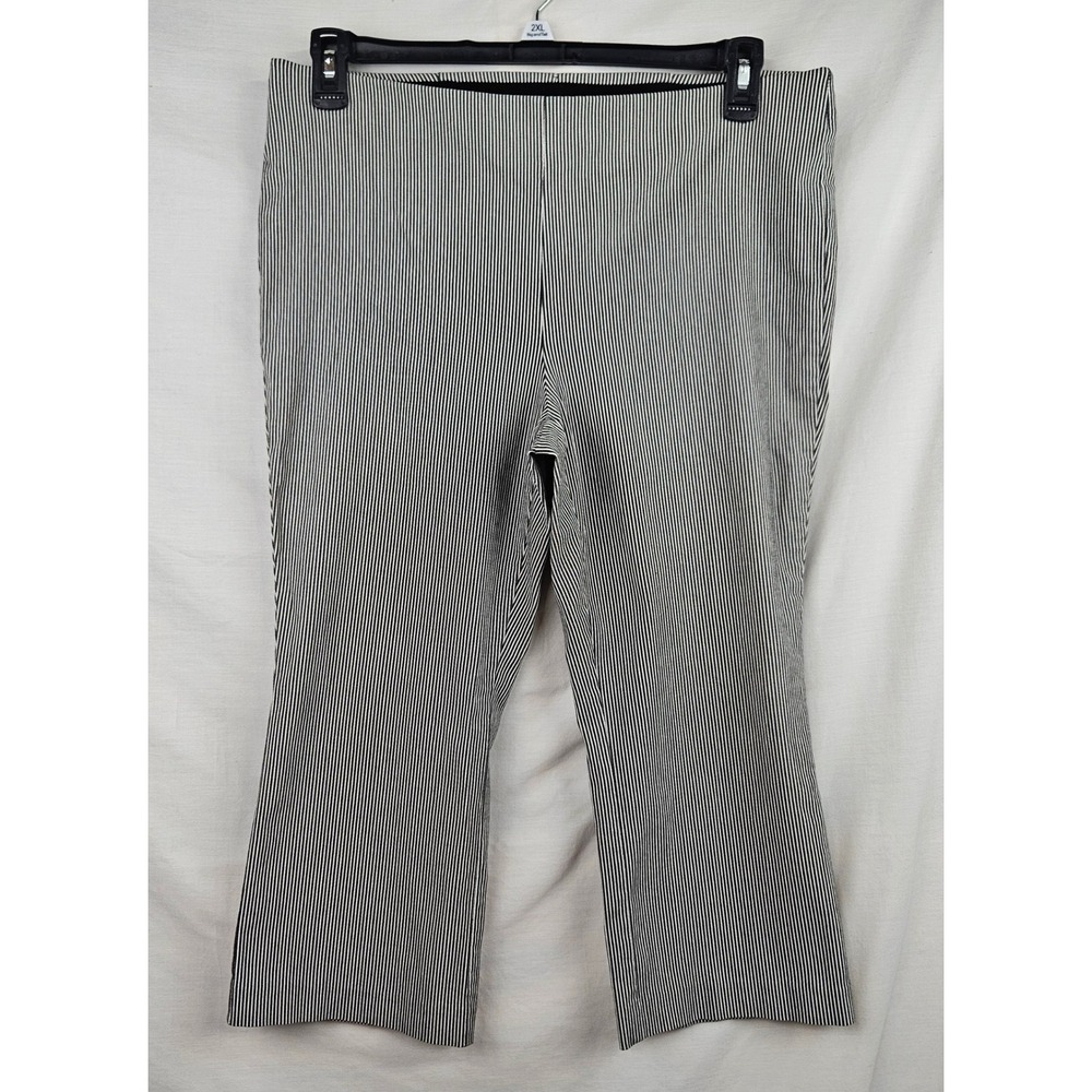 Counterparts Womens Black White Striped Pull On Crop Flare Pants Preppy